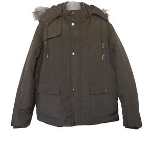 WenVen Size‎ 2XL Army Green Polyester Hooded Puffer Parka Jacket  Zip Snap New